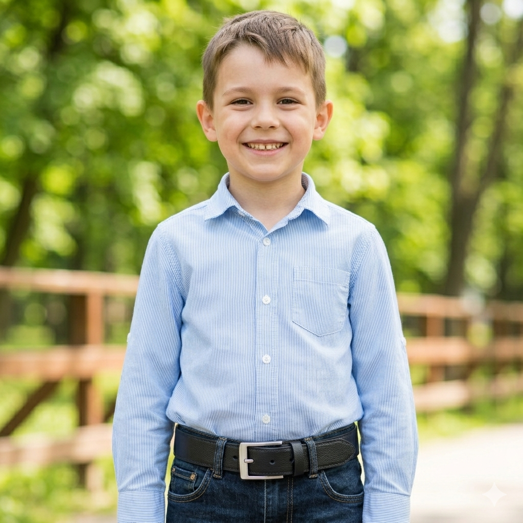 Ceinture pour enfants en cuir véritable noir Slim shady kids