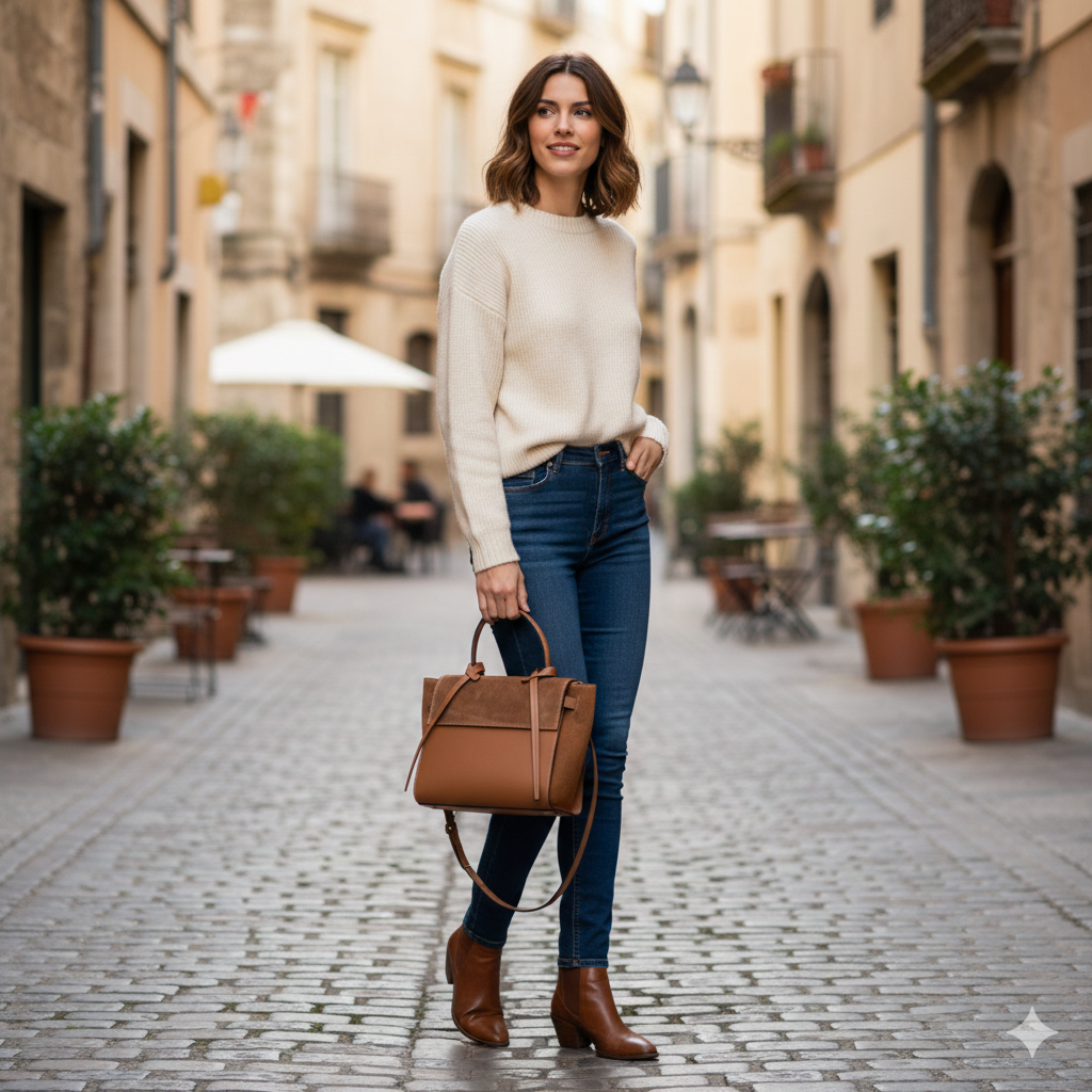 Bolso de mujer de piel de ante natural marrón Erika