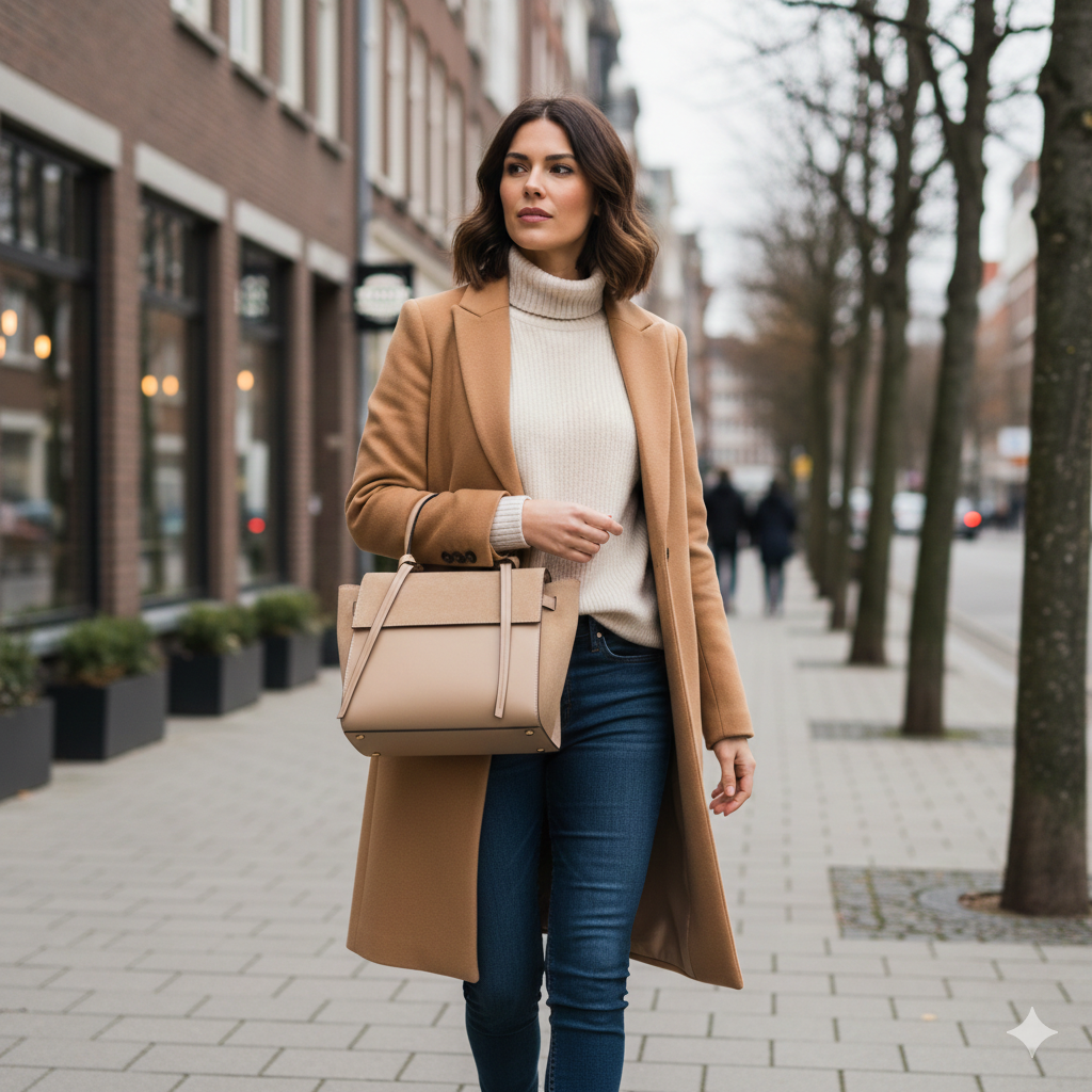 Bolso de mujer de piel de ante natural color topo Erika