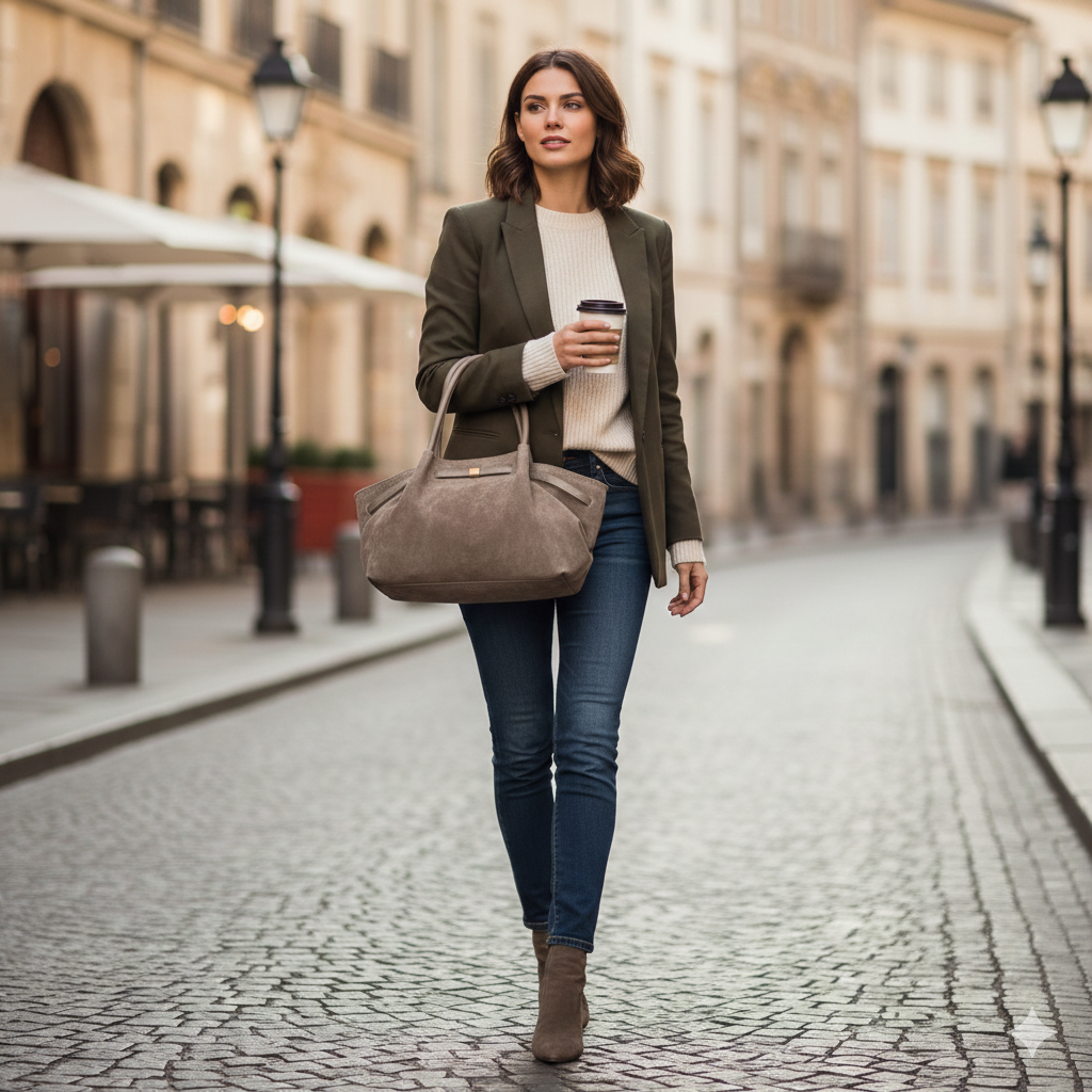 Bolso de mujer de piel natural topo oscuro Elena
