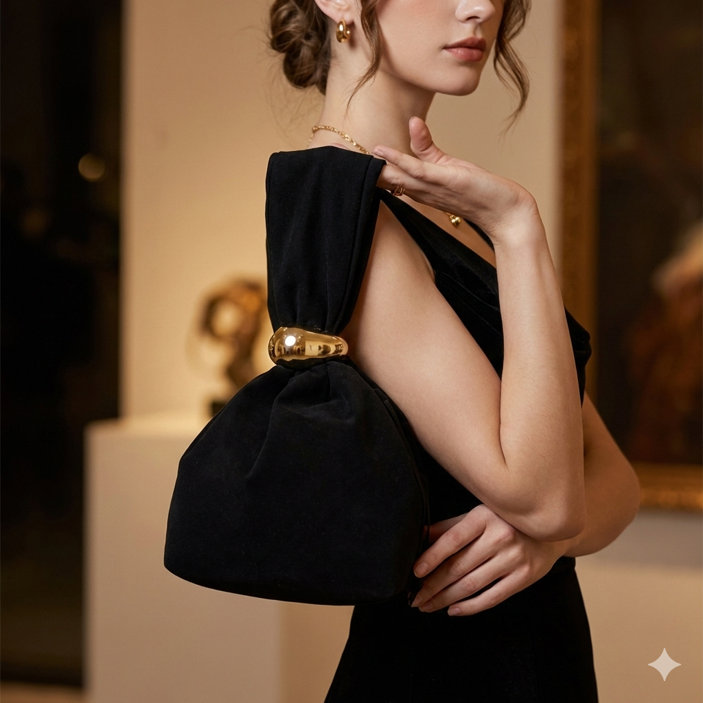 Bolso de mujer de ante natural, negro Eliza