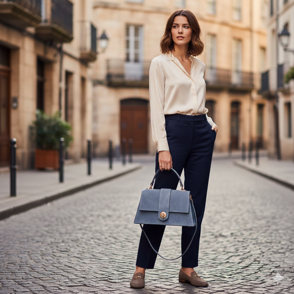Damenhandtasche aus echtem Leder hellblau Verona