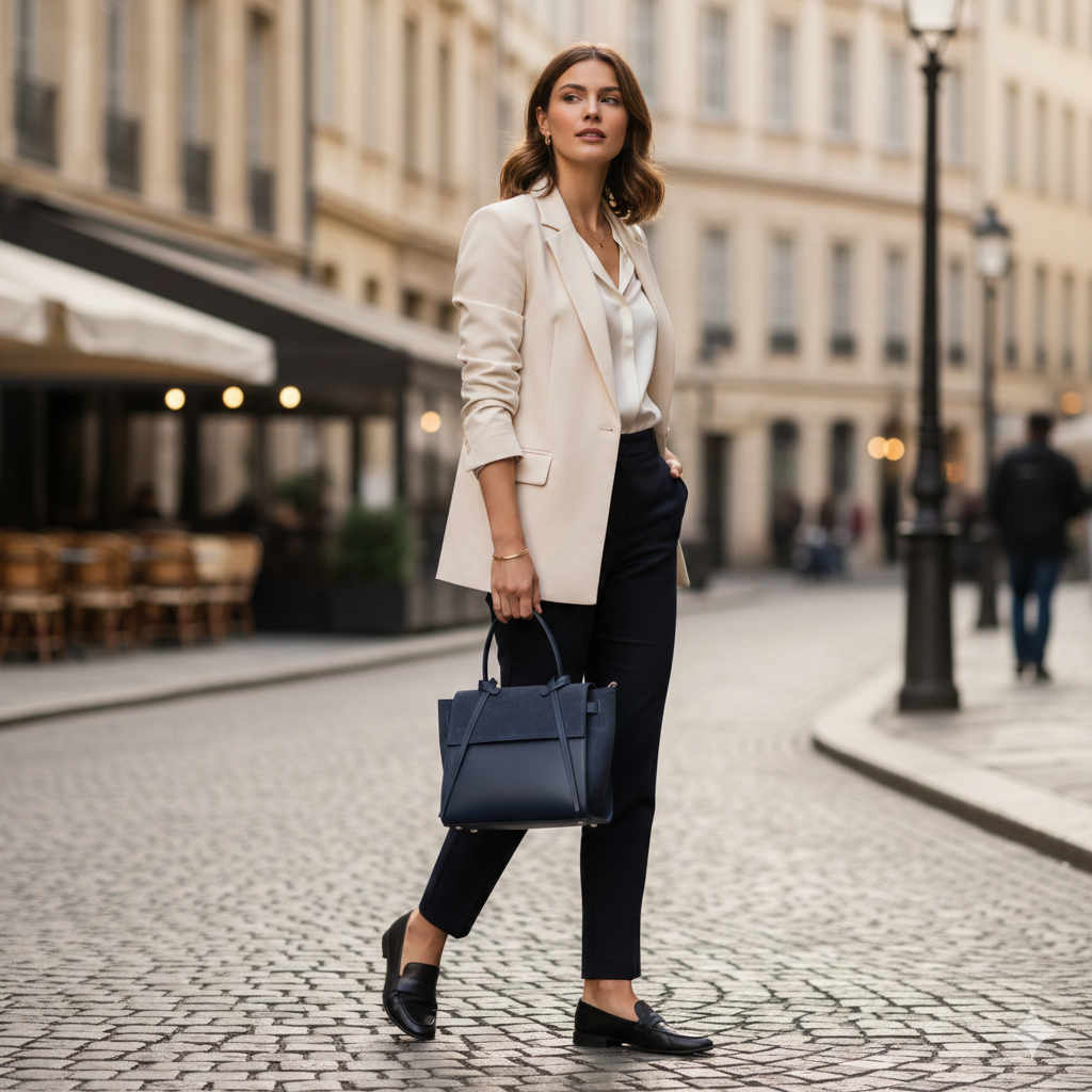 Bolso de mujer de piel de ante natural azul marino Erika
