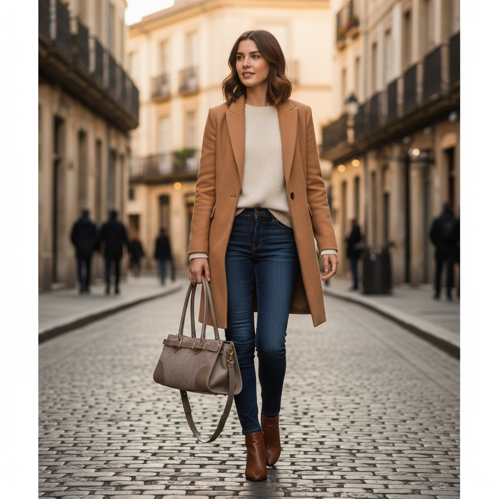 Bolso de mujer de piel genuina topo oscuro Evelin