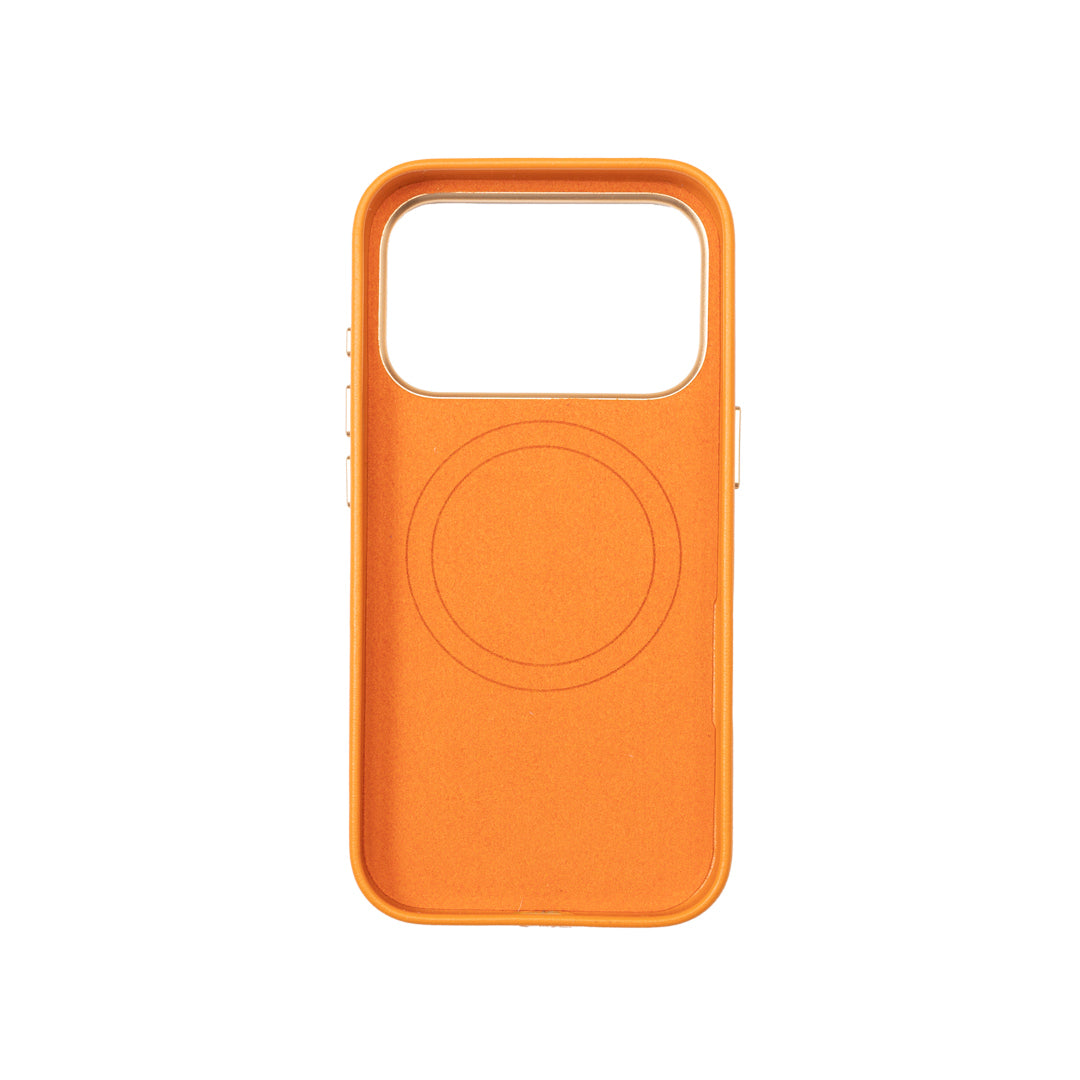 Husa telefon din piele naturala portocaliu Iphone Pro17