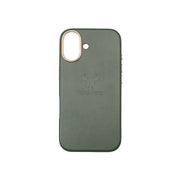 Husa telefon din piele naturala verde army Iphone 17