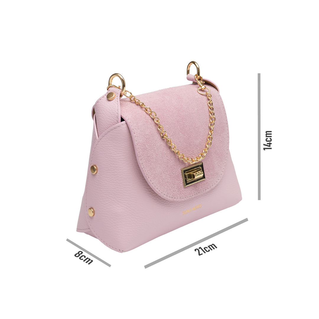 Borsa da donna in pelle scamosciata naturale, rosa chiaro Raisa