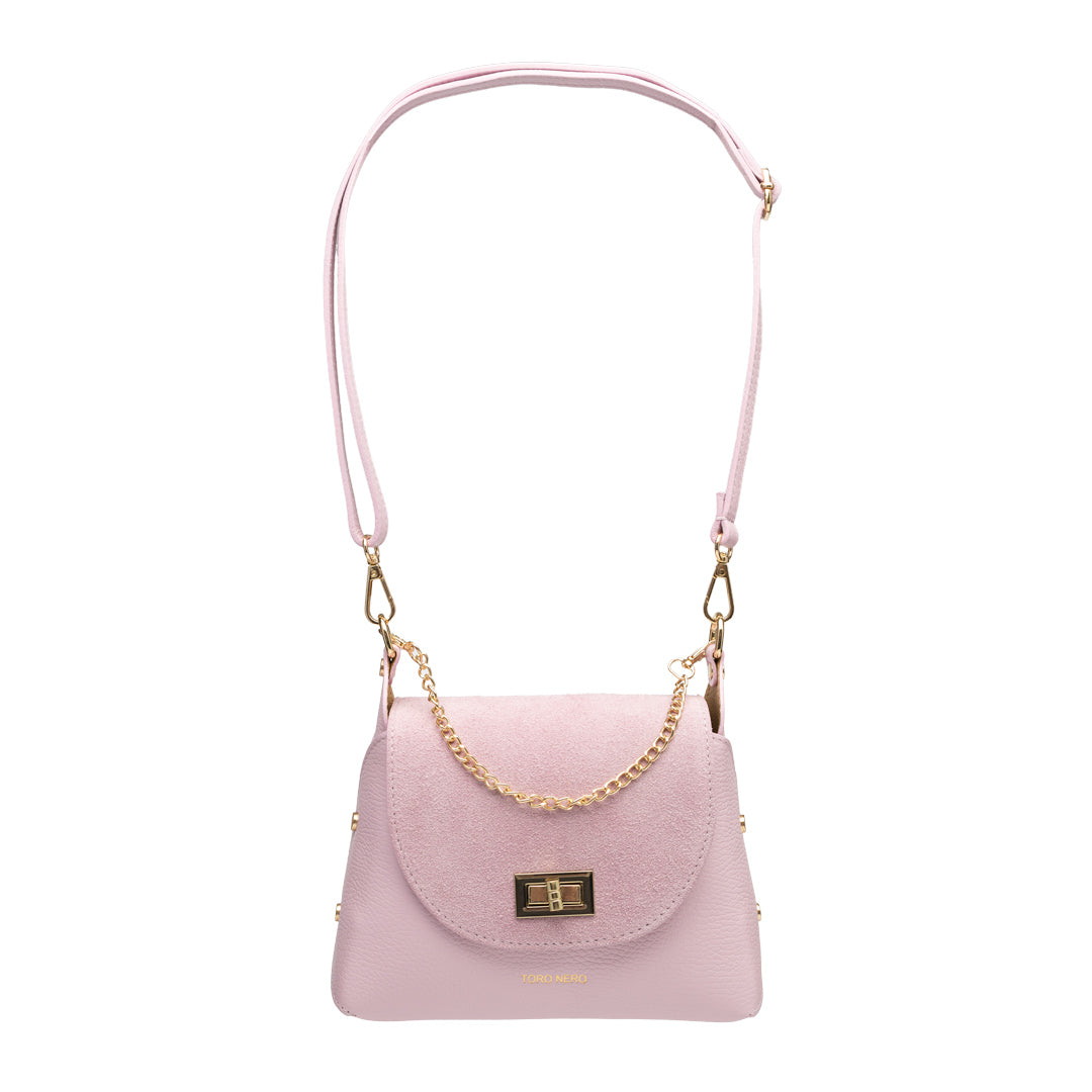 Borsa da donna in pelle scamosciata naturale, rosa chiaro Raisa