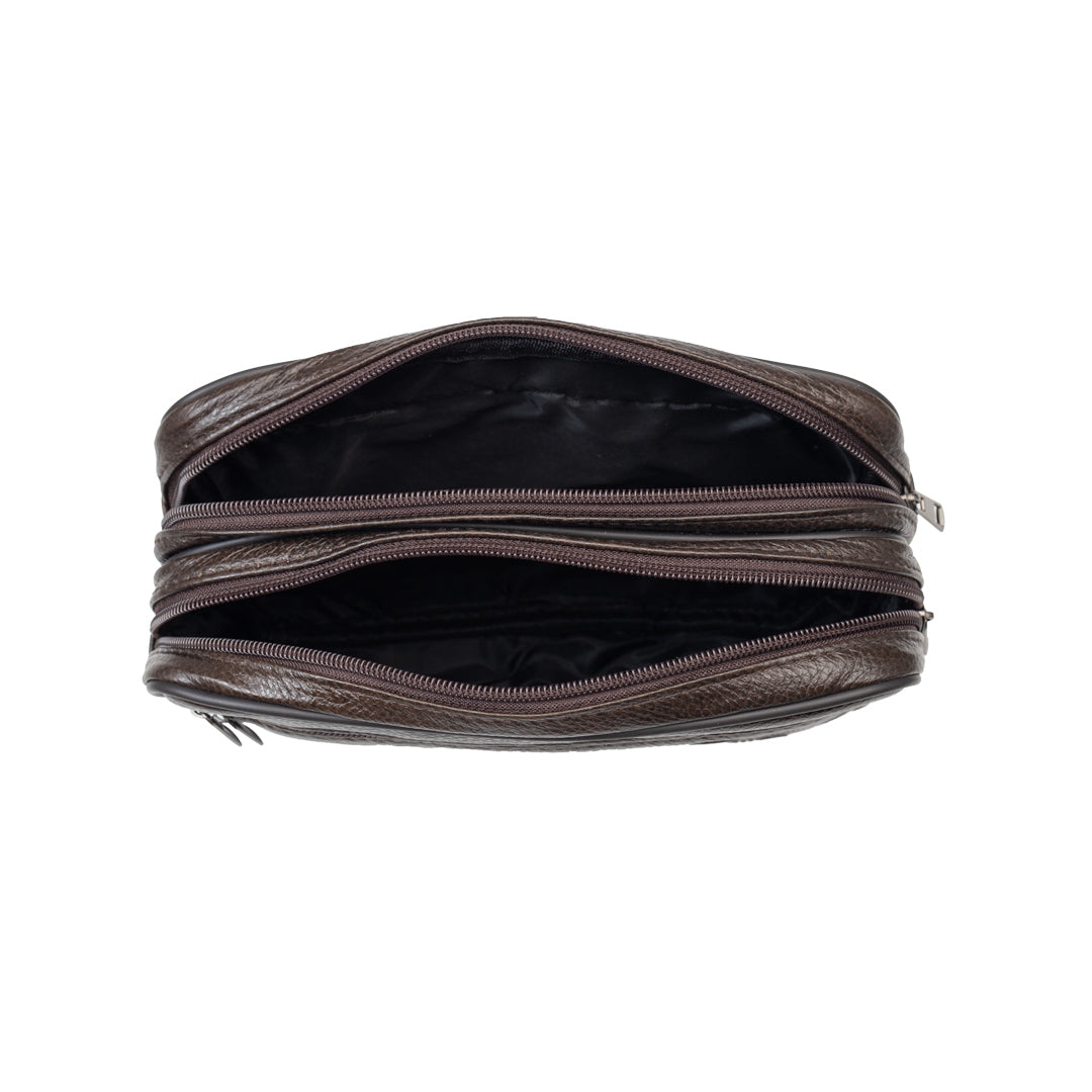 Pánska taška cez rameno z pravej hnedej kože Hand and belt carrier