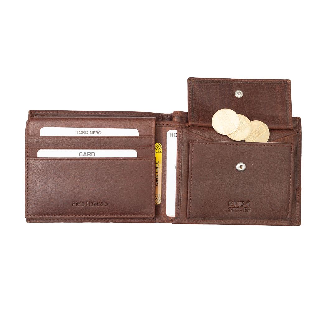 Portofel barbati din piele naturala maro Andy,protectie RFID