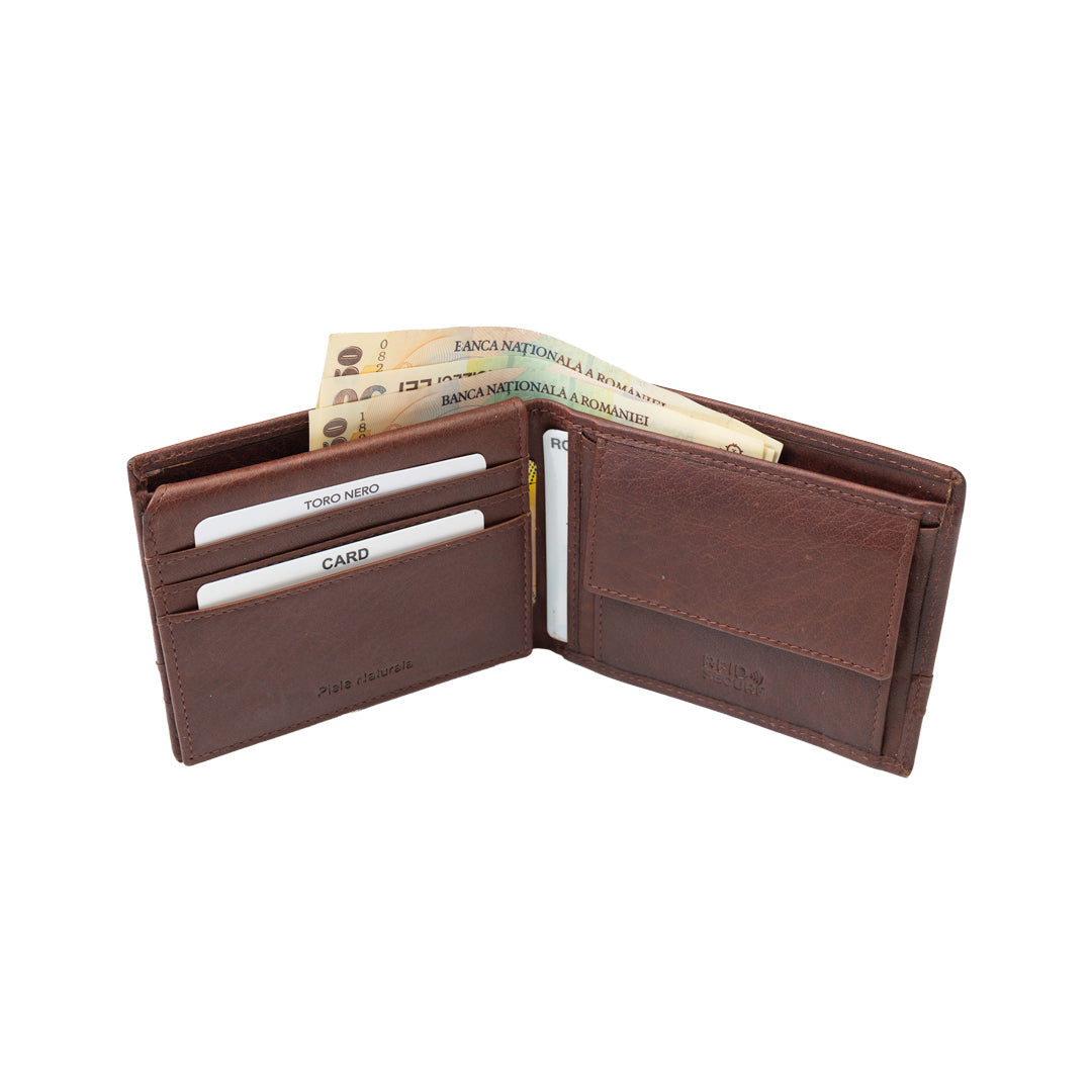 Мъжки портфейл от естествена кожа Andy, кафяв, RFID защита