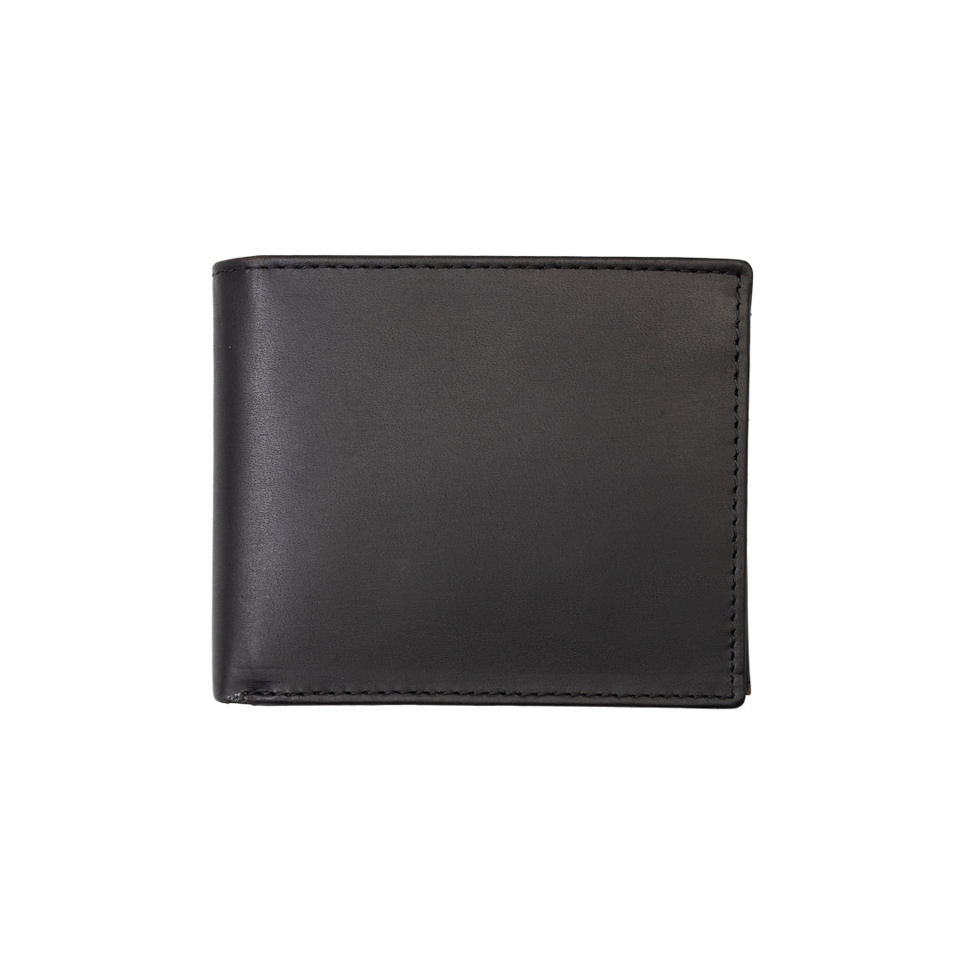 Herrenbrieftasche aus echtem schwarzem OIL-Leder