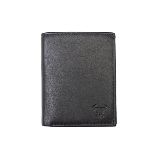 Cartera para hombre de piel auténtica negra Ryan, protección RFID