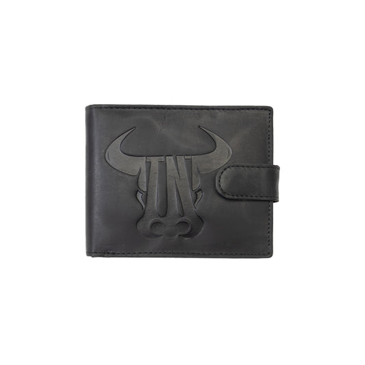 Cartera de piel natural negra para hombre marca Toro