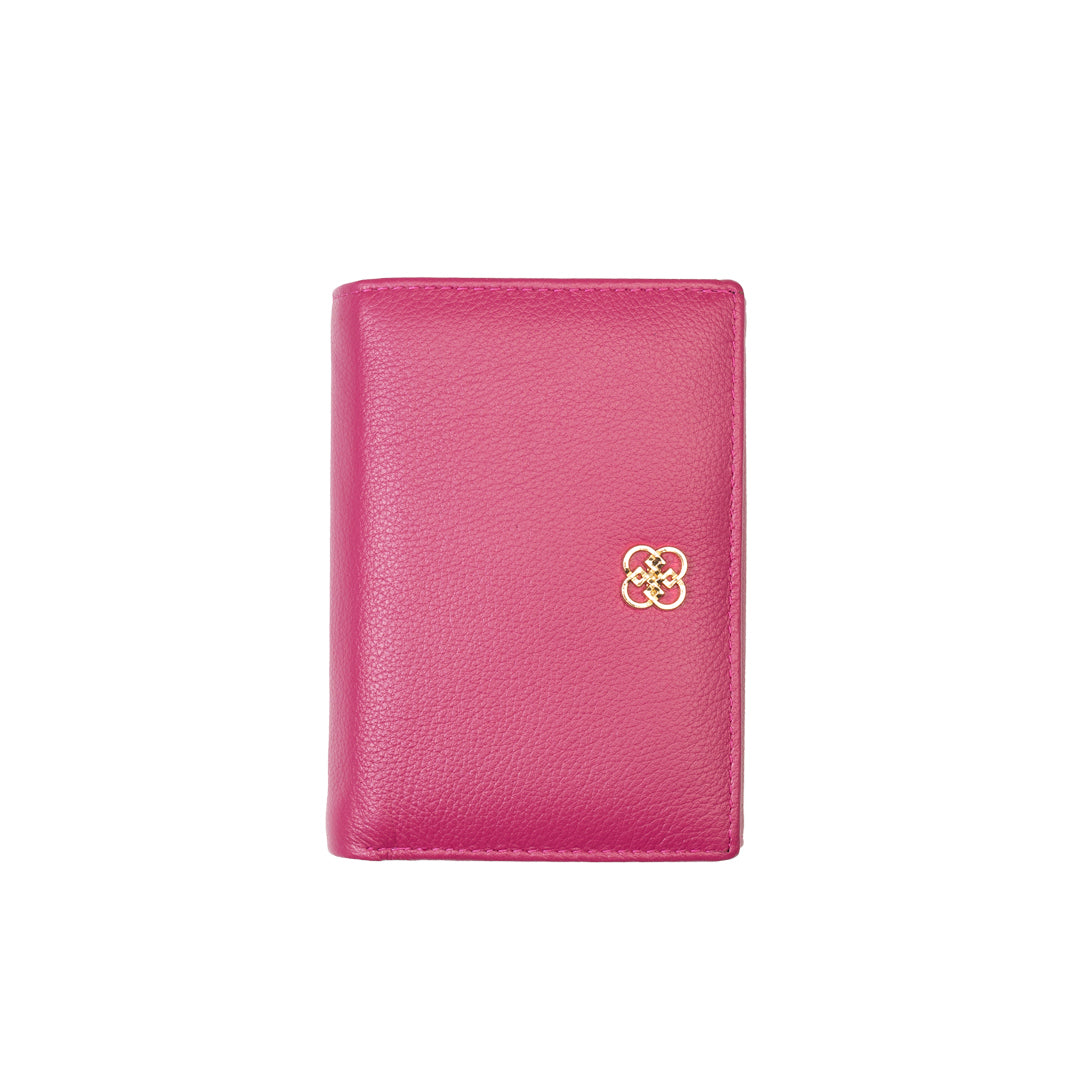 Damenportemonnaie aus echtem Leder in Fuchsia-Detail Little