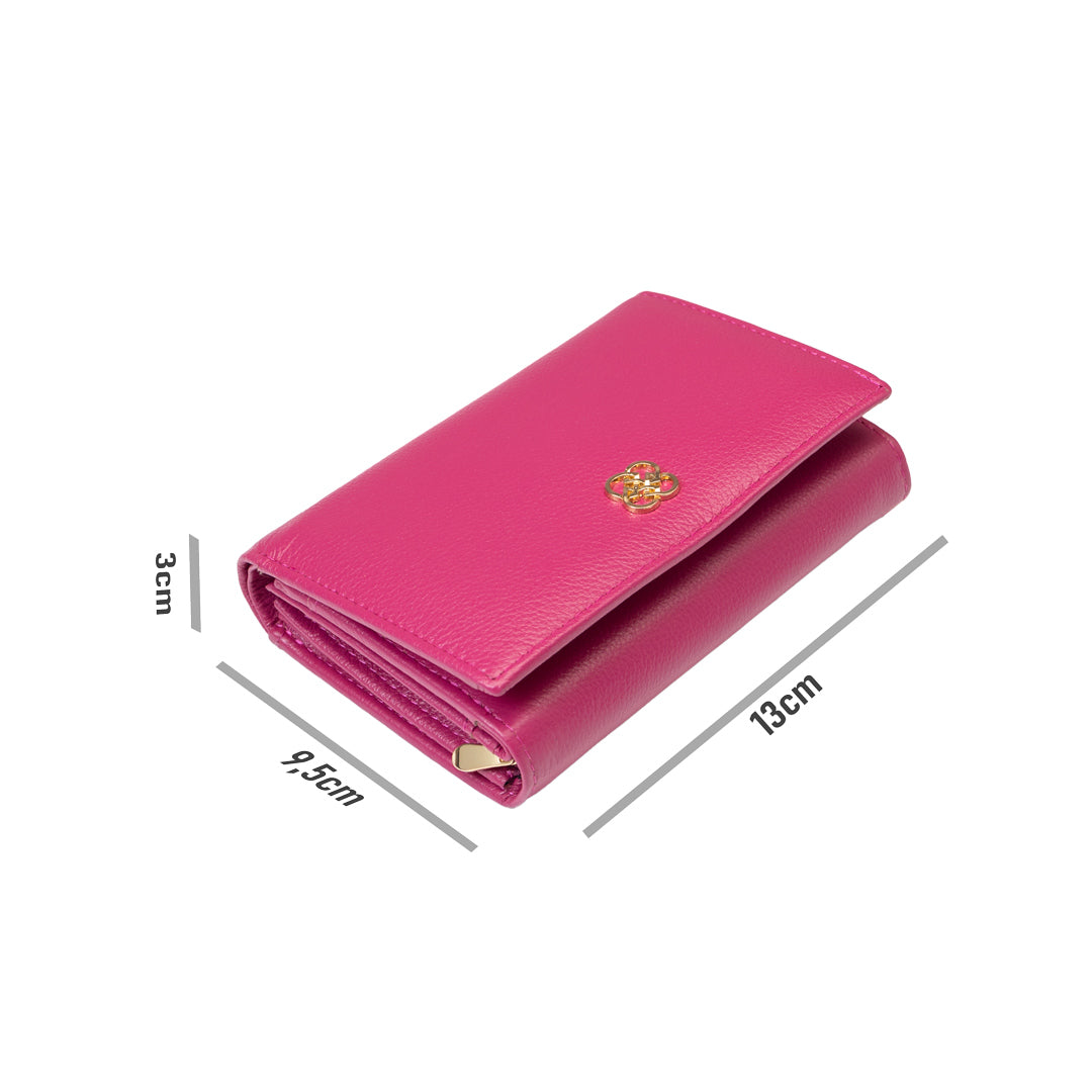 Damenportemonnaie aus echtem Leder in Fuchsia-Detail Little