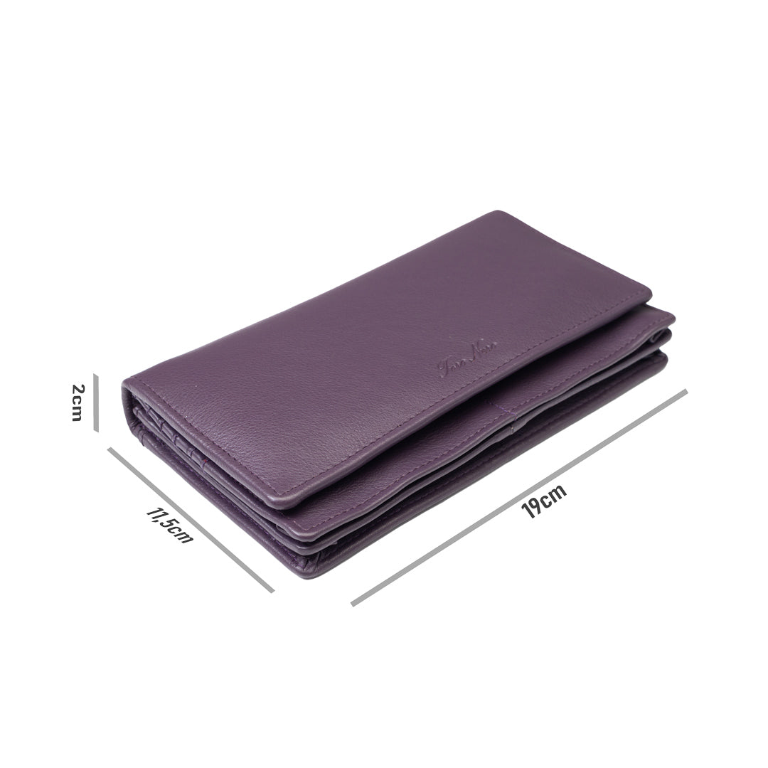 Cartera de mujer de piel genuina morada Chiara, protección RFID