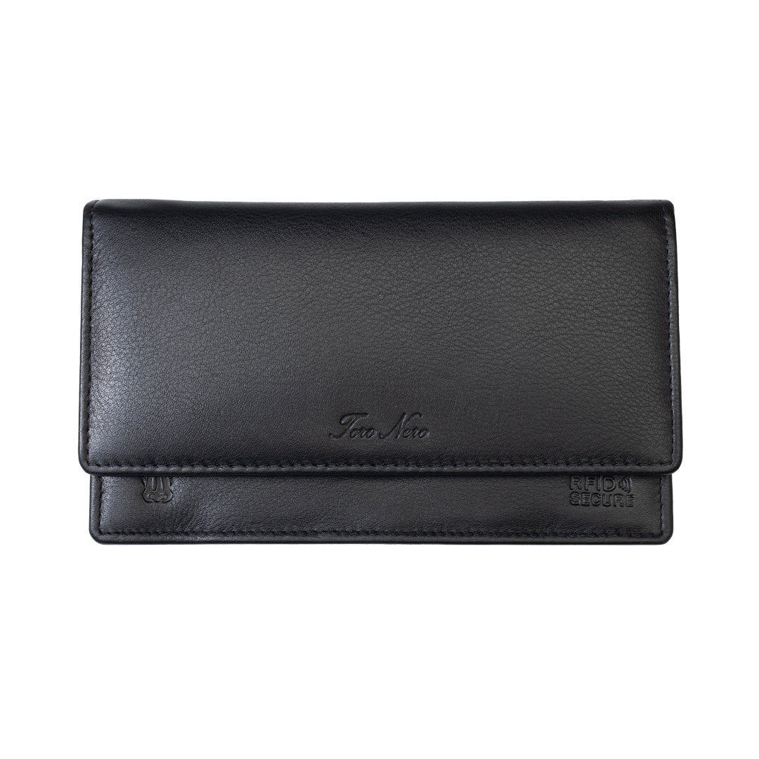 Portofel femei din piele naturala negru Cloudy,protectie Rfid
