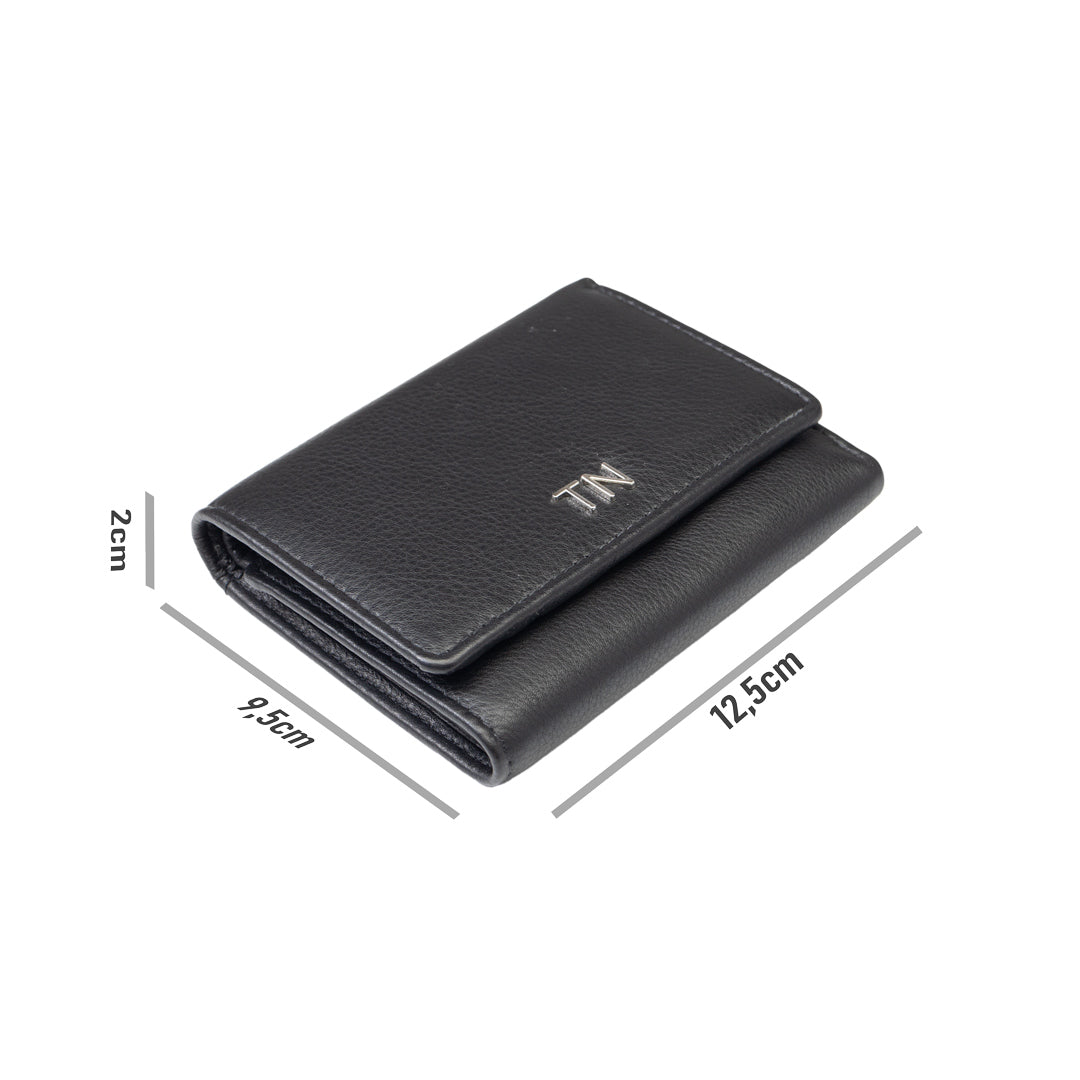 Damenportemonnaie aus echtem schwarzem Leder Ellis, RFID-Schutz