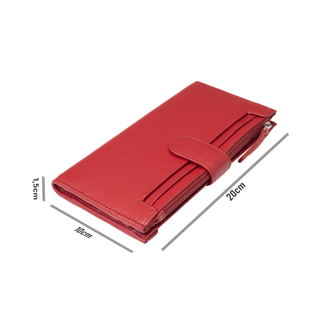 Portefeuille femme en cuir véritable rouge Cory, protection RFID
