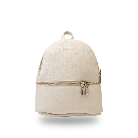 Sac à dos pour femme en cuir véritable beige Teen Spirit