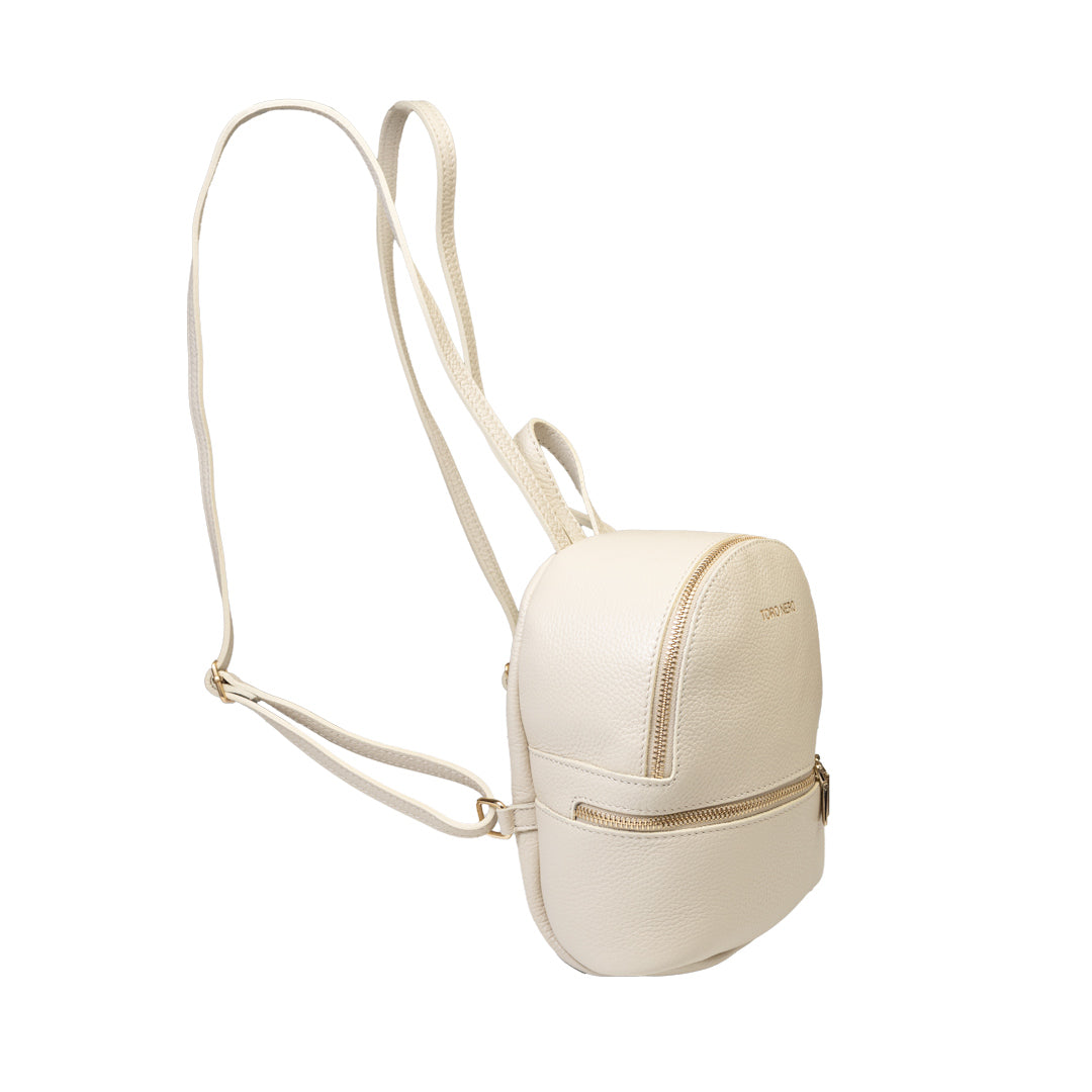 Damenrucksack aus beigem Echtleder Teen Spirit