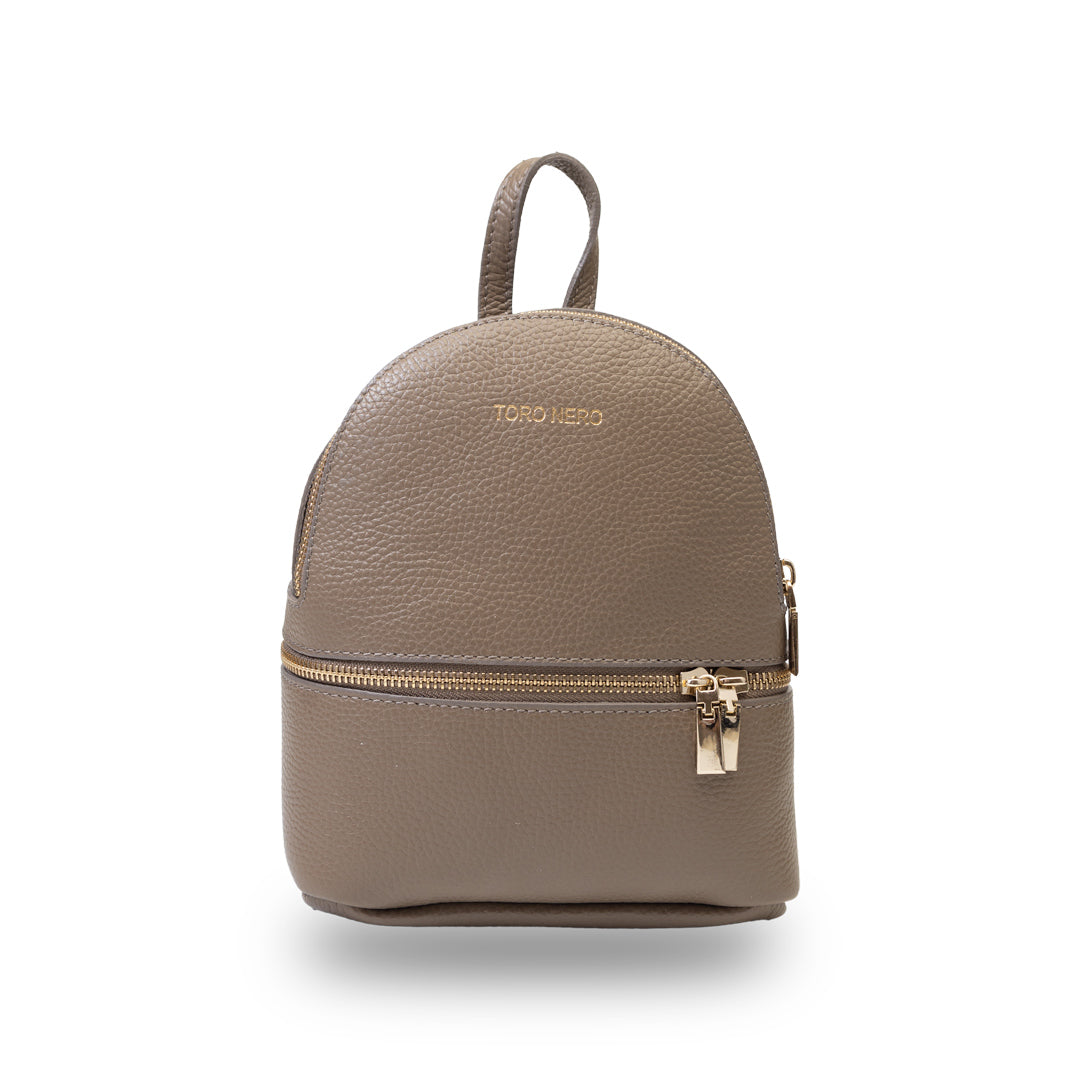 Damenrucksack aus echtem Leder Taupe Teen Spirit