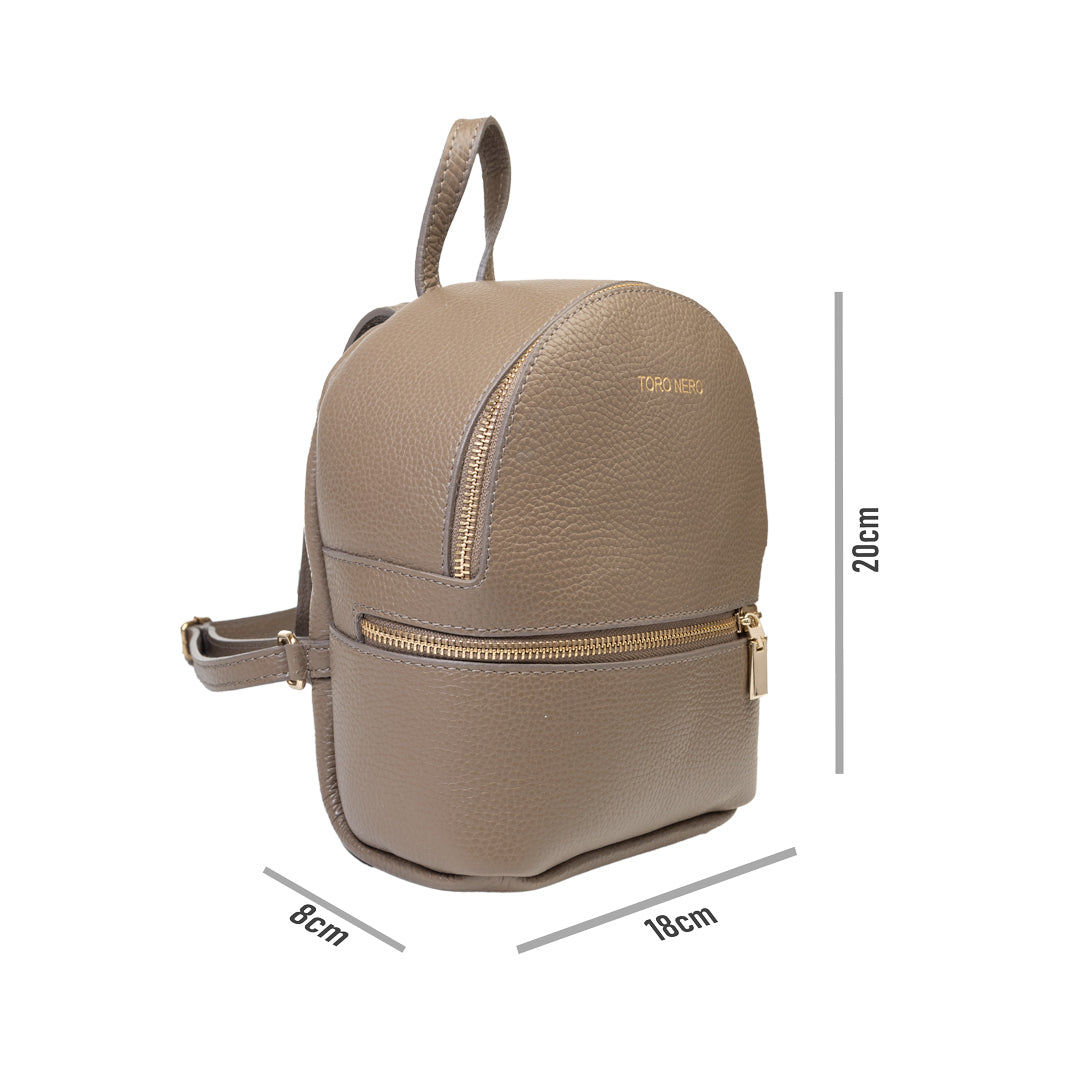 Damenrucksack aus echtem Leder Taupe Teen Spirit
