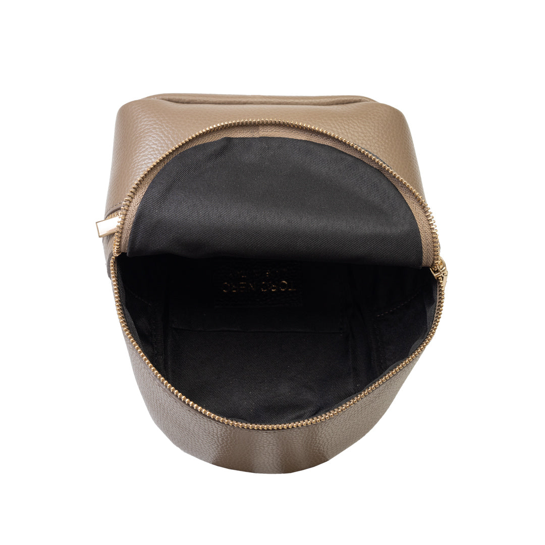 Damenrucksack aus echtem Leder Taupe Teen Spirit