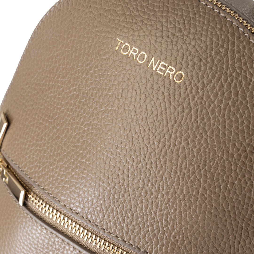 Damenrucksack aus echtem Leder Taupe Teen Spirit