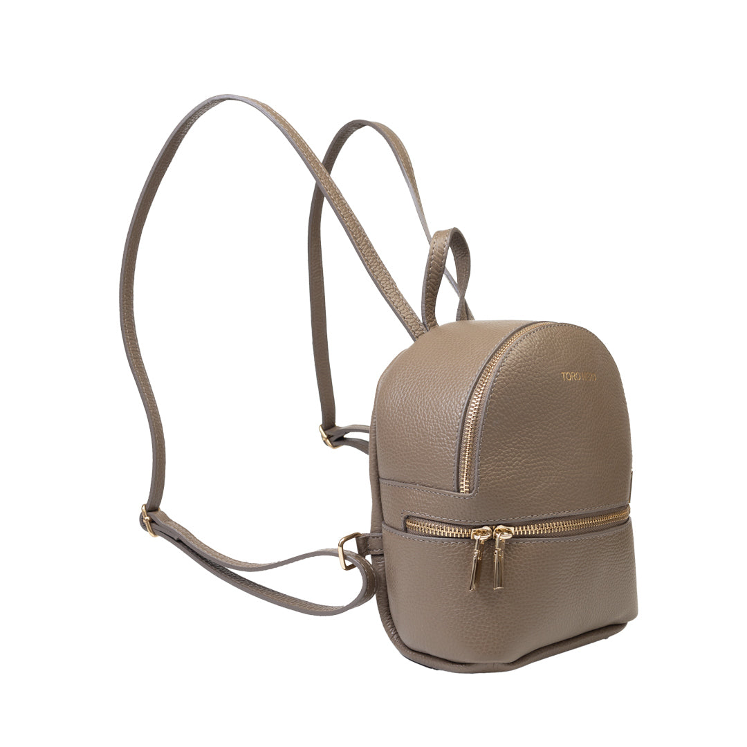 Damenrucksack aus echtem Leder Taupe Teen Spirit