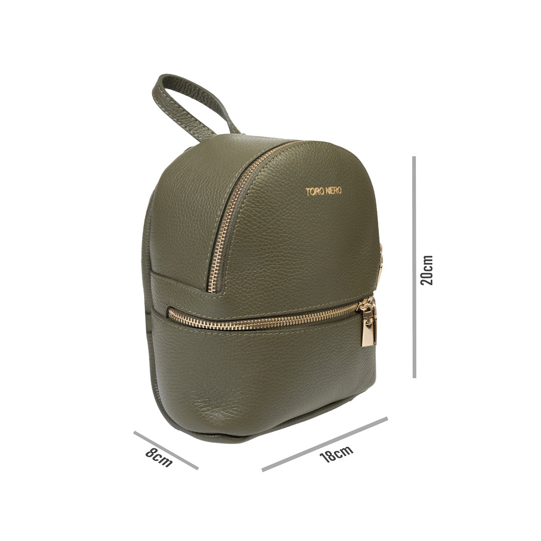 Rucsac damă din piele naturala verde armi Teen Spirit
