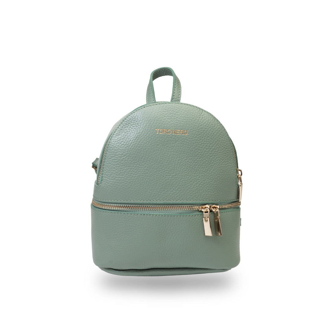 Damenrucksack aus echtem salbeigrünem Leder Teen Spirit