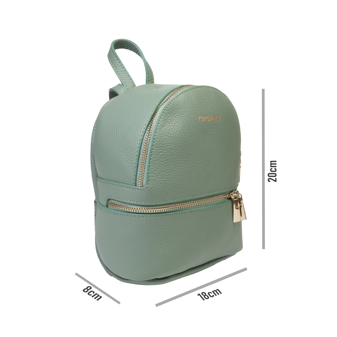 Damenrucksack aus echtem salbeigrünem Leder Teen Spirit
