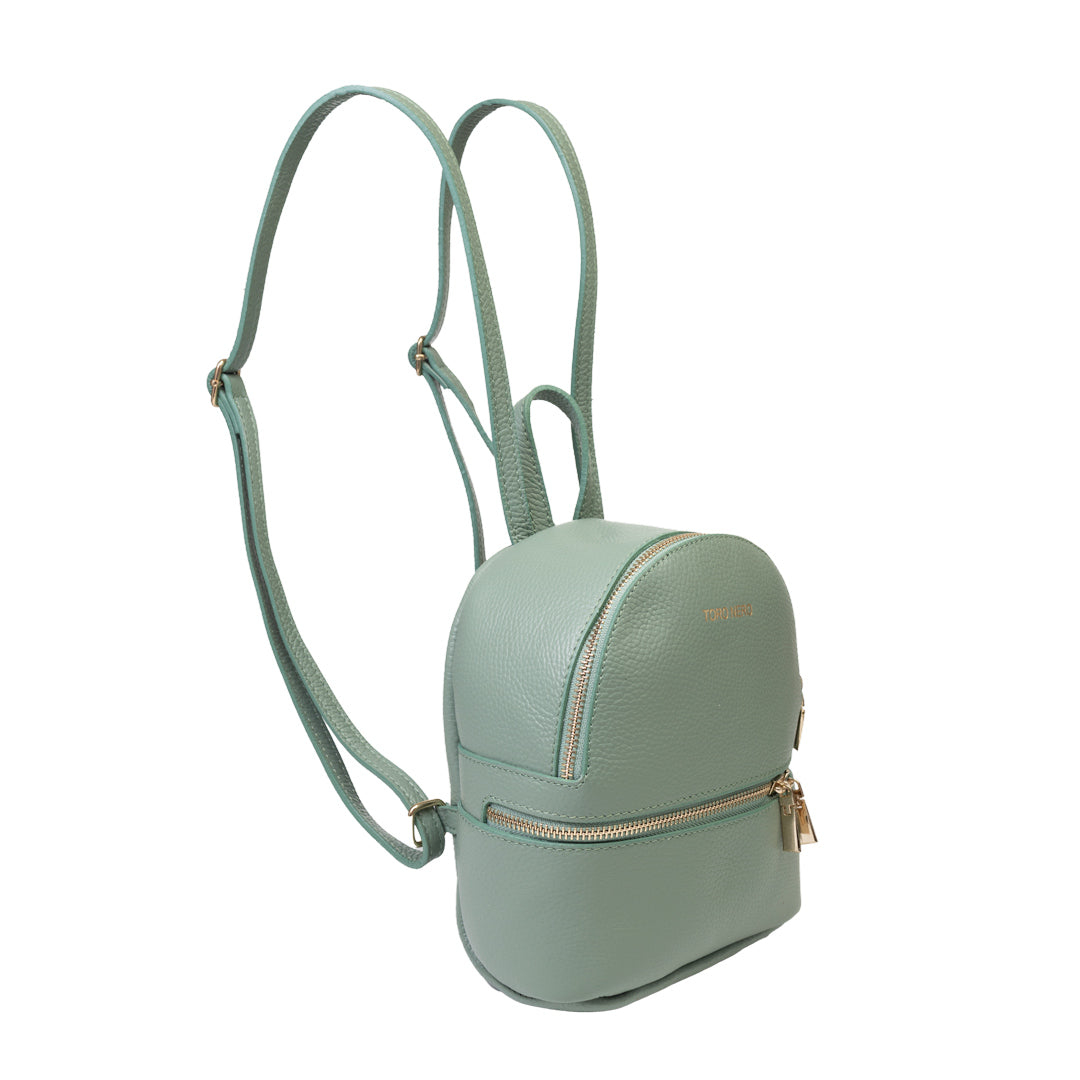 Damenrucksack aus echtem salbeigrünem Leder Teen Spirit