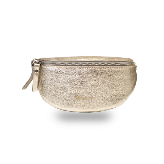 Pochette femme en cuir véritable doré Waist Glam