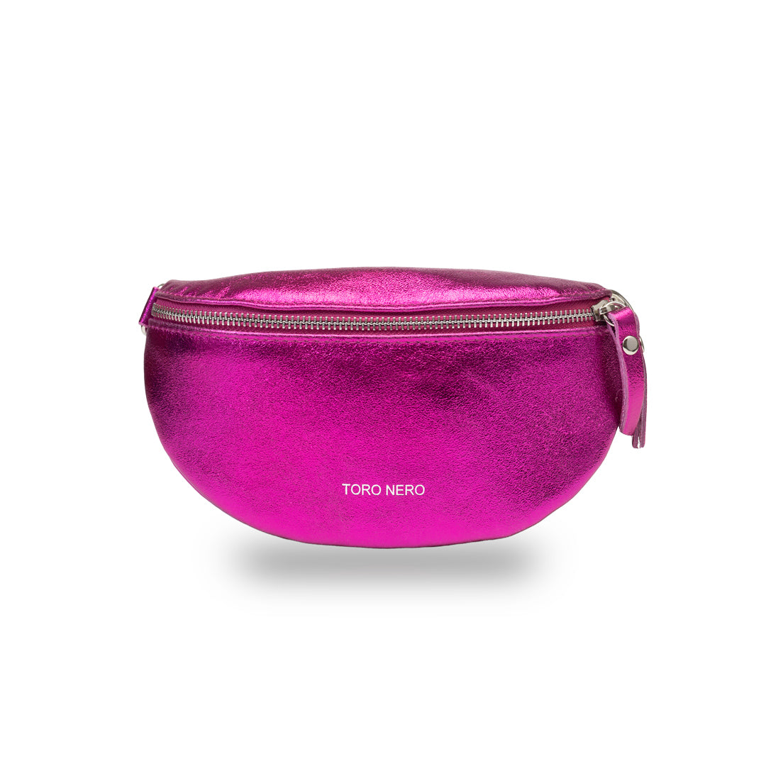 Borsetă damă din piele naturala fucsia Waist Glam