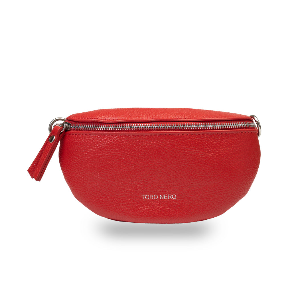 Damentasche aus echtem rotem Leder Waist Glam
