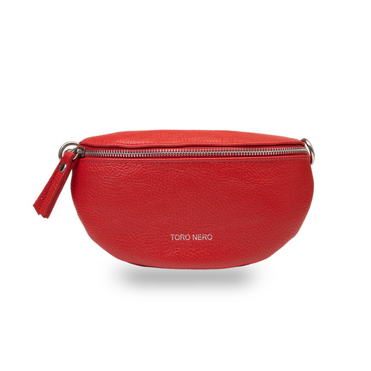 Sac banane femme en cuir véritable rouge Waist Glam