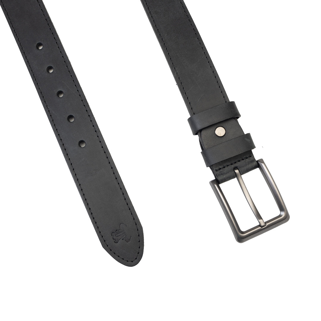 Curea barbati din piele naturala neagra Denim