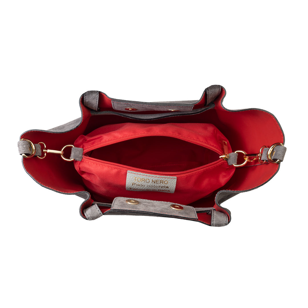 Bolso de mujer de ante natural gris Loretta