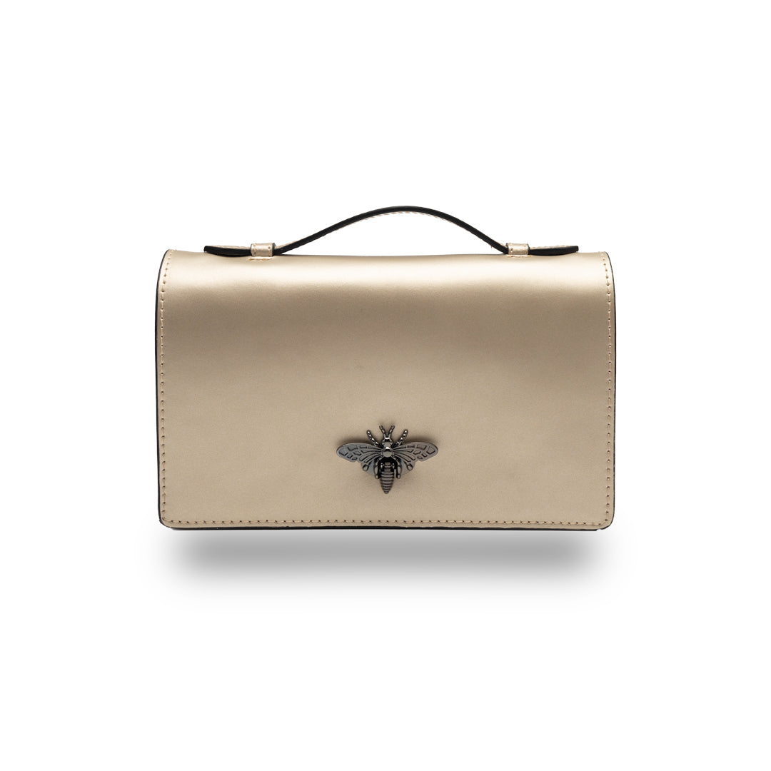 Bolso de mujer de cuero genuino dorado Lori