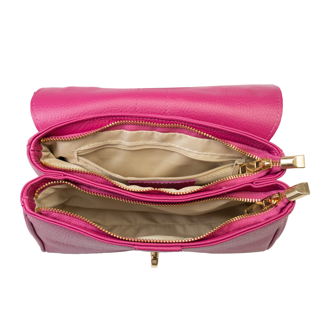 Geanta dama din piele naturala fucsia Beatrice