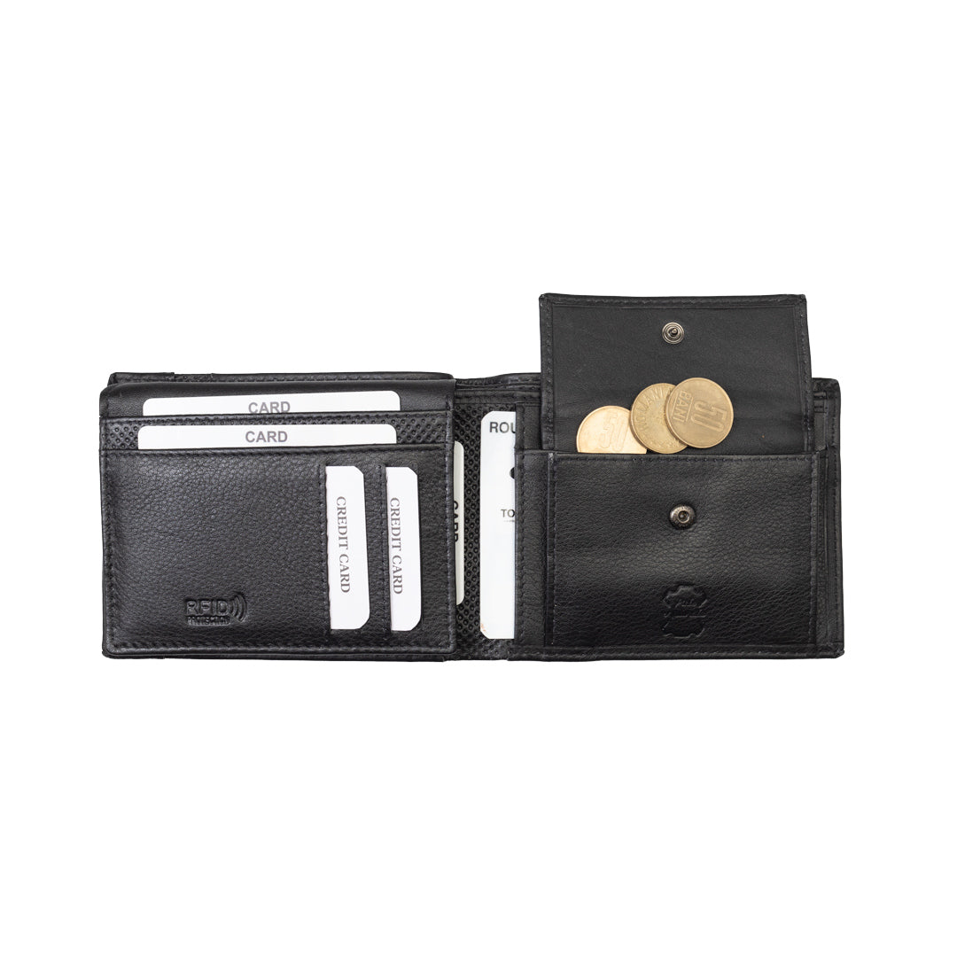 Portofel barbati din piele naturala negru-line Vox,protectie RFID