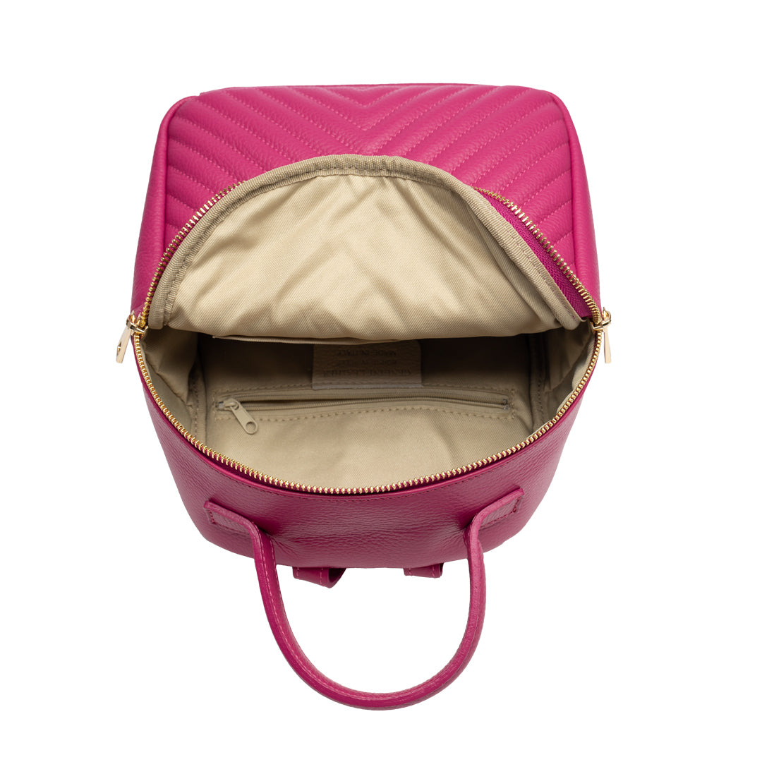 Rucsac damă din piele naturala fucsia Ruxi